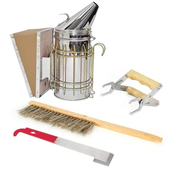 

Set of 4 Beekeeping Starter Tool Kit-Bee Hive Smoker, Brush, Beekeeping Tools-Beekeeping Supplies