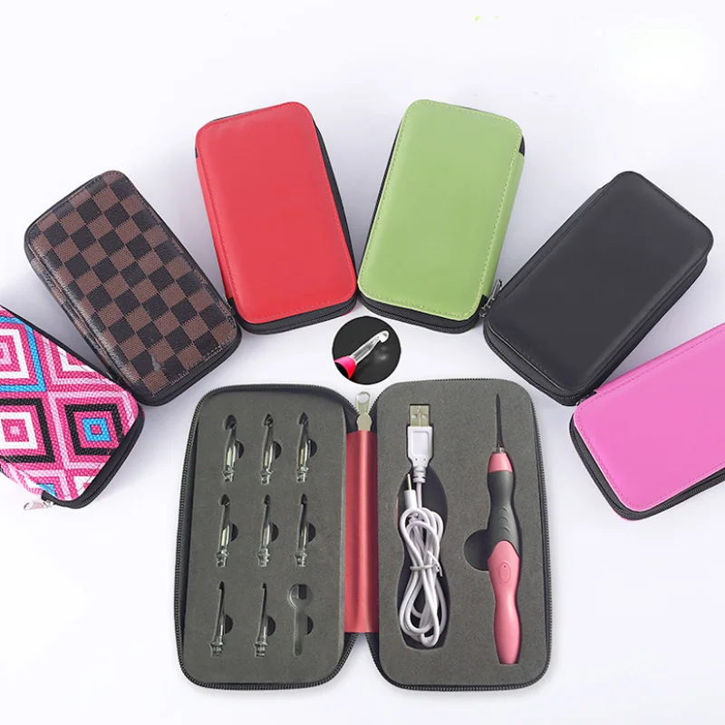 

Crochet Hooks Knitting Needles 9 in 1 LED Sewing Tools Plastic Weave Craft Luminous Crochet Portable USB Light Up