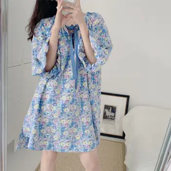 

Make firm offers summer new round collar doll skirt to show thin flower loose irregular full-skirted dress girl