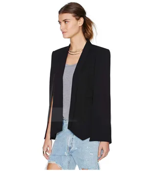

Champagne Solid Color Open Sleeve Unique Design Woman Suit Loose Coat