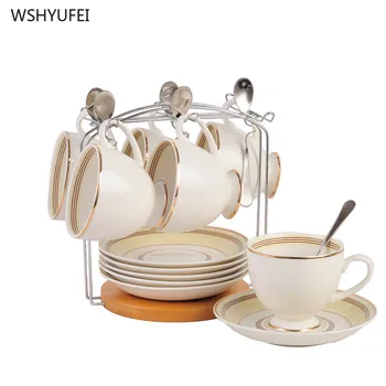 

2Pcs Direct sales new light luxury line Phnom Penh coffee cup dish bone china afternoon tea cup red cup coffee equipment