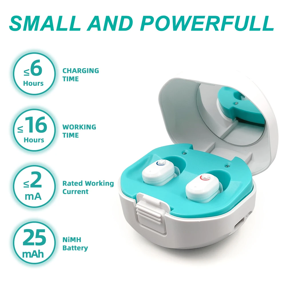 Rechargeable Digital Wireless Hearing aids 4 Channels Mini ITC Sound Amplifier Portable