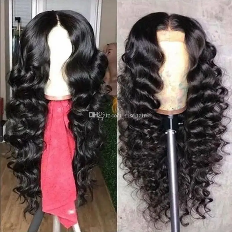 Современное шоу 13*4 свободные волнистые парики на кружеве малазийские человеческие волосы парики для черных женщин высокое радио remy волосы парики натуральный черный