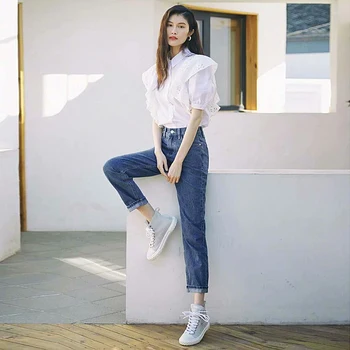 

Blouse Fashion High Quality Summer 2020 New Women Fashion Party Casual Top Vintage Elegant Chic White Short Sleeve Shirt