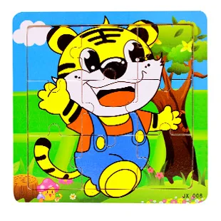 Пазлы для детей 9 шт. Мультяшные животные Детские обучающие игрушки деревянные