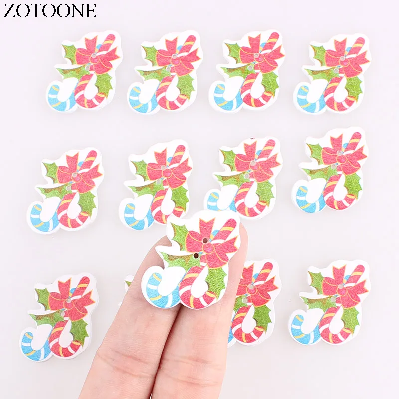 

ZOTOONE Cute Christmas Wooden Buttons 50PCS Noel Accessories Scrapbooking for Coat DIY Craft Decoration Colorful Sewing Button E