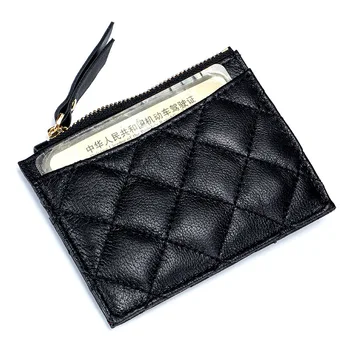 

Brand Card Holder Women Soft Genuine Leather Coin Wallets Bag Small Card Coin Wallets Mini Credit Card Case Diamond Lattice