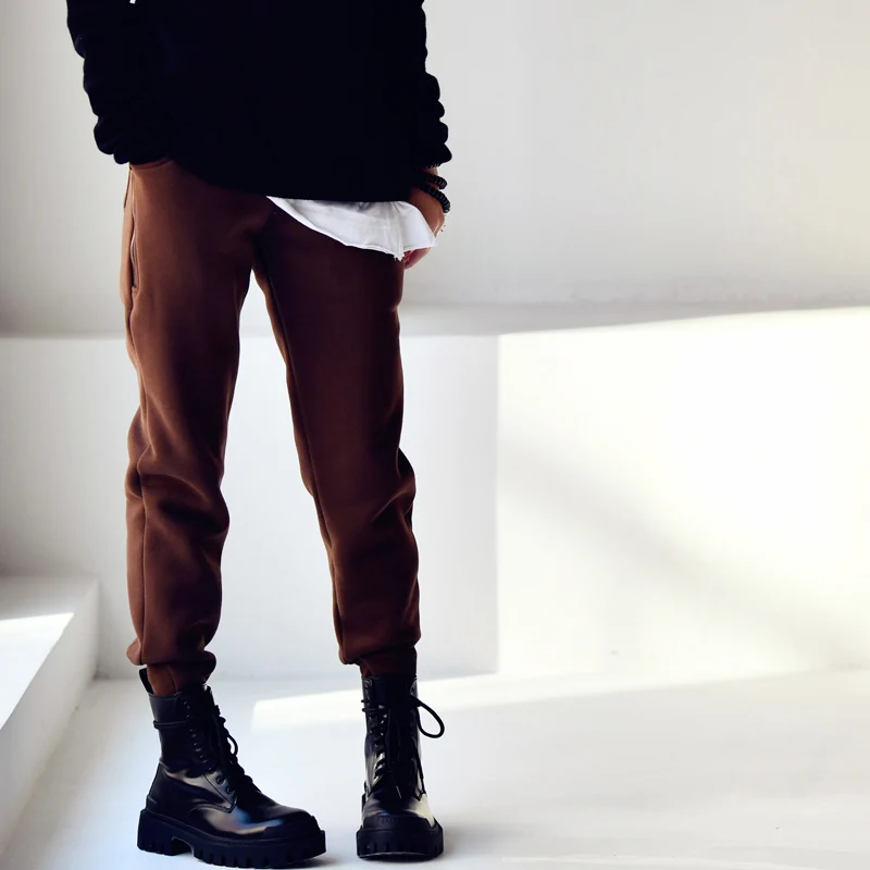 MICOCO K3053a fLoose-fitting and slimming side zipper with a tight waist and fleece and thickened casual sweatpants 4