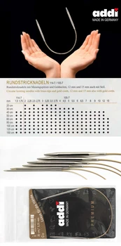

addi 105-7Circular knitting needle 20cm 30cm 40cm 60cm 80cm 120cm Rundstricknadel , Silberspitzen m Goldseil, nickelfrei