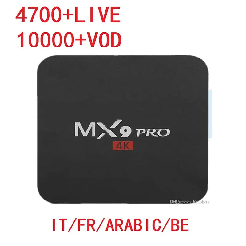 EU Plug (with code) IP tv Android 8,1 ТВ приставка MX9 4K IP tv код 1 год IP tv Франция Бельгия голландский арабский и турецкий подписка, IP tv приставка - Цвет: EU Plug (with code)