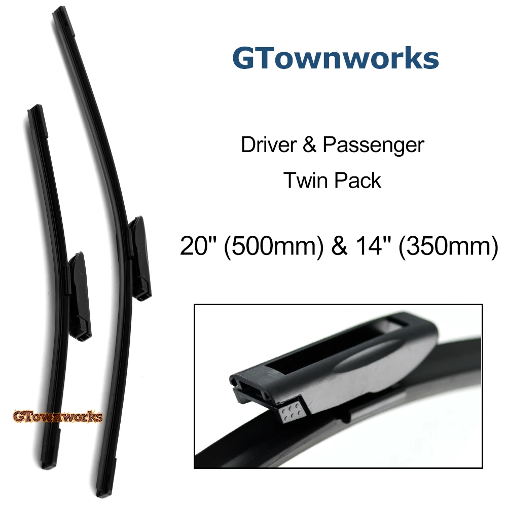 

Windshield Wiper Blades For Renault Twingo Hatchback 2014-2019 Rubber Wiper 20'' 14'' Bayonet Type Arm