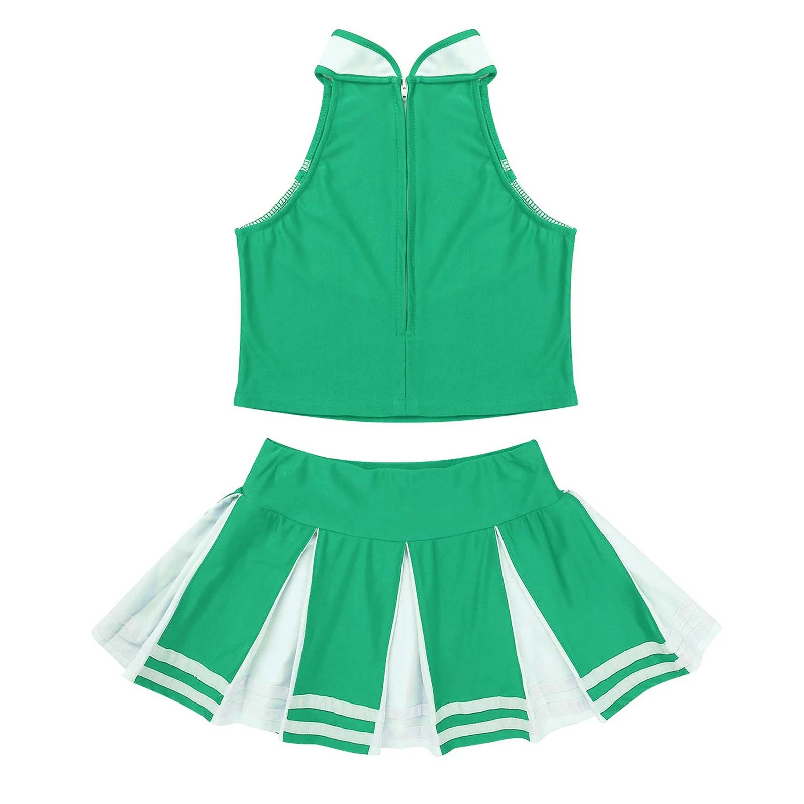 Cheerleading Costume for Kids Tops with Pleated Skirt Set for School Stage Performance Cheerlead Uniforms Outfit Girls