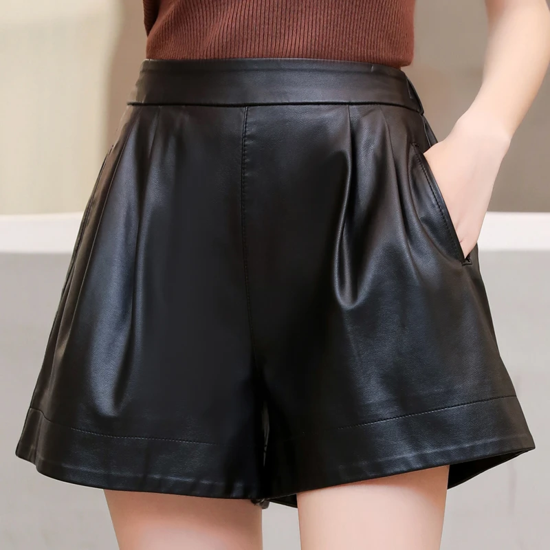plus size leather biker shorts