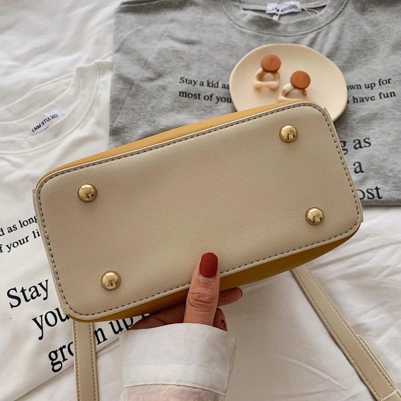 Маленькие сумки через плечо из искусственной кожи для женщин контрастный цвет сумка через плечо женская дизайнерская сумка на ремне сумки