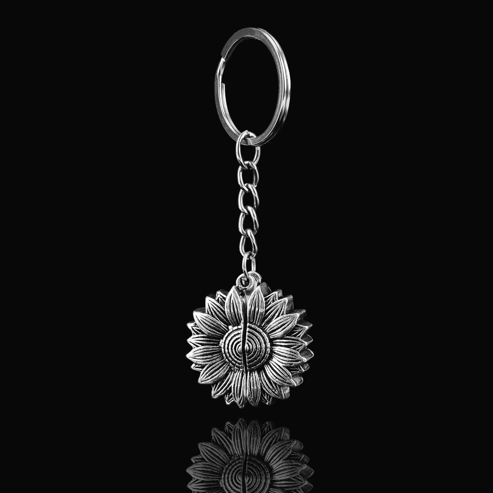 New Style Sunflower Keychain Follow Your Bliss Engraved Lettering Key Chain Men Women Couples Boyfriend Anniversary Gift Jewelry