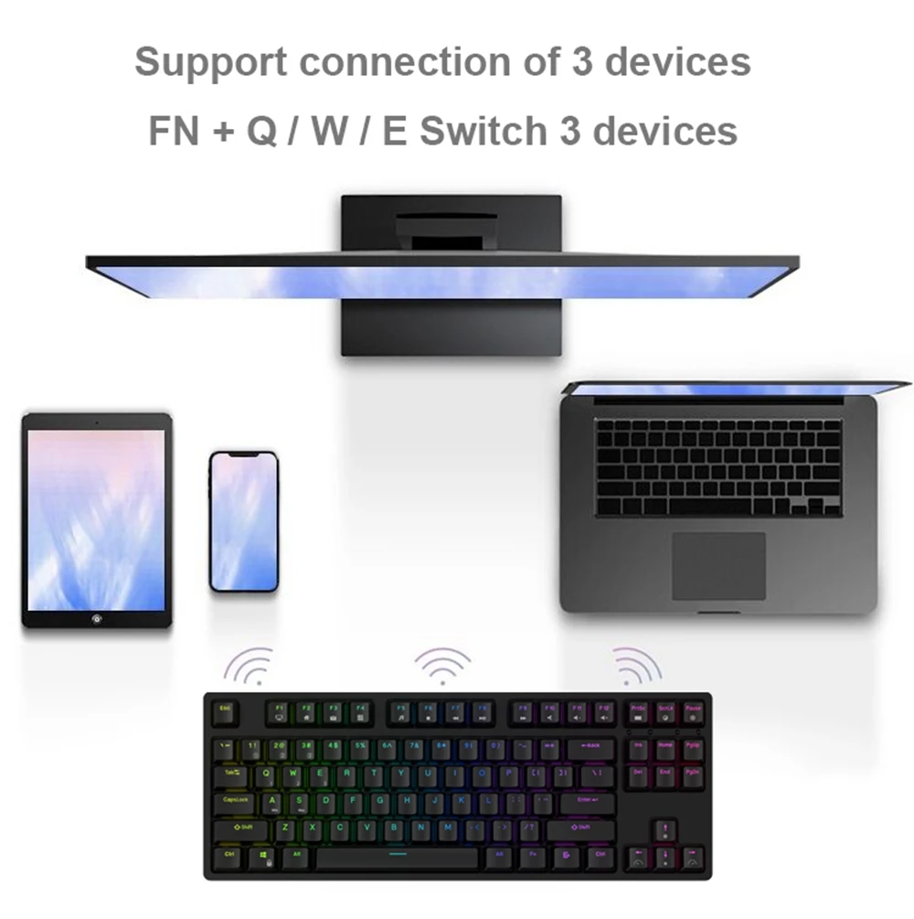 best keyboard for home office RK87 Royal Kludge New Version Wireless Bluetooth Gaming Mechanical Keyboard Hot Swappable 2.4G Computer Accessories teclado touch keyboard for pc
