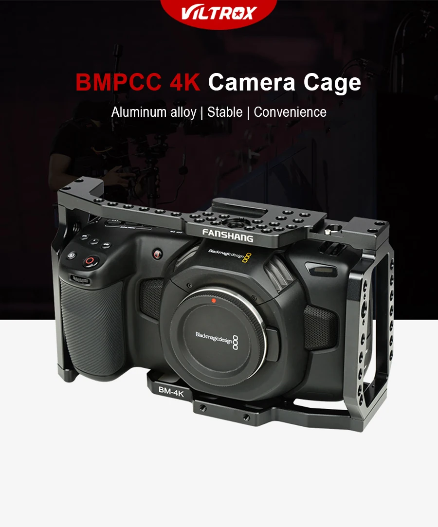 Viltrox камера клетка для Blackmagic Карманный кинотеатр камера BMPCC 4K Защитная клетка камера установка с 1/4 ''3/8'' винт Наплечная установка