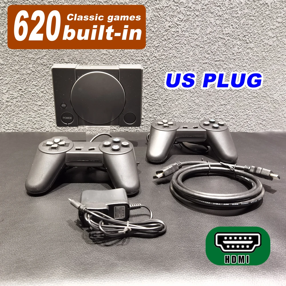 Built-In 620 Games Mini TV Game Console 8-bit for PS ONE Classic Handheld Gaming HDMI-compatible Output Video Game Console Toy 