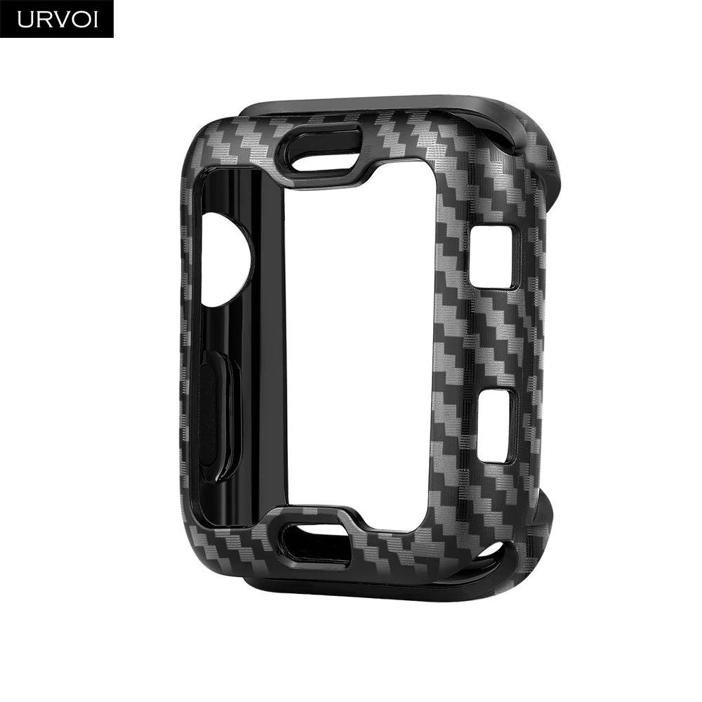 URVOI чехол для Apple Watch 5 4 3 2 TPU чехол 40 мм 44 мм печатание углеродного волокна бампер CFRP прочный протектор для iWatch 38 42 мм