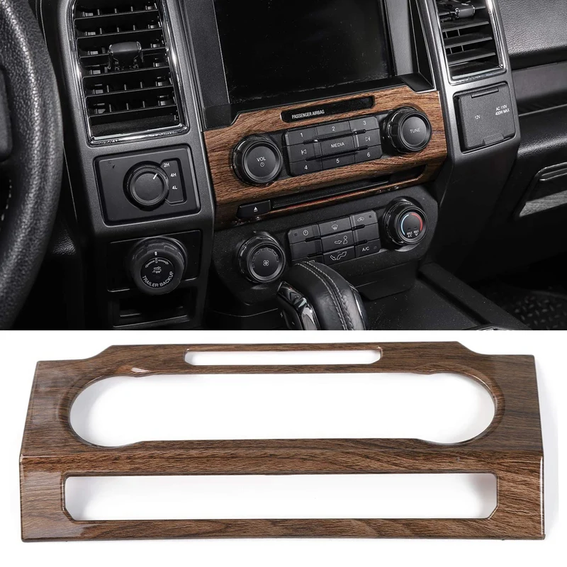 

Central Control Volume Panel Decorative Trim for Ford F150 2015 2016 2017 Car Accessories, Wood Grain