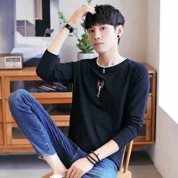 

ZHIJING Men's Crew Neck Spring Autumn Clothing New Style Tops Pullover Base Short sleeved clothes men t shirt