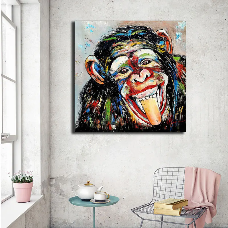 Colorful Thinking Monkey Wall Art Canvas Painting Wild Animals Pop Art Posters Frog Elephant Paintings Wall Decorative Pictures