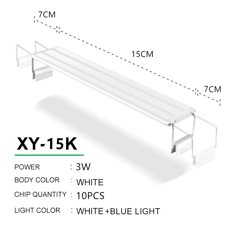 Аквариумный светодиодный светильник 15-57 см, высококачественный светильник для аквариума с Выдвижной кронштейн, белый и синий светодиодный s подходит для аквариума - Цвет: XY-15N WhitexBlue
