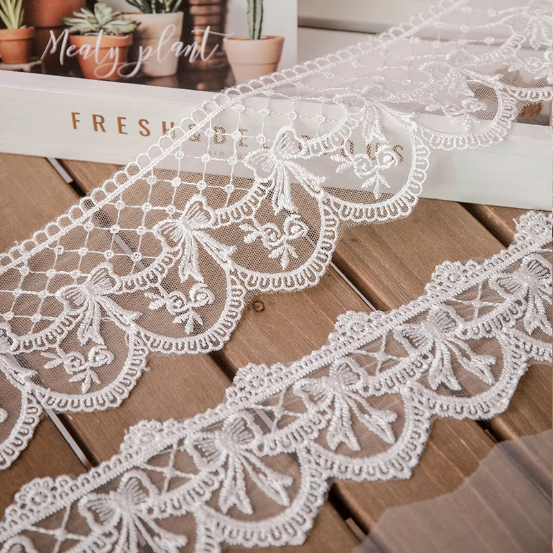 Lace Ribbon Sewing Accessories 3D Butterfly Embroidery Fringe Trimmings For Dress Home Decorative DIY Crafts 2yards