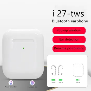 

i27 tws 1: 1 Air Pop Up Bluetooth 5.0 earphone wireless touch control earbud sports earphone, suitable for all smart phones