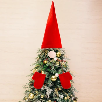 

Christmas Tree Topper Hat Swedish Tomte Gnome Ornament Ornament Nose Gloves Set Xmas Party Decorations