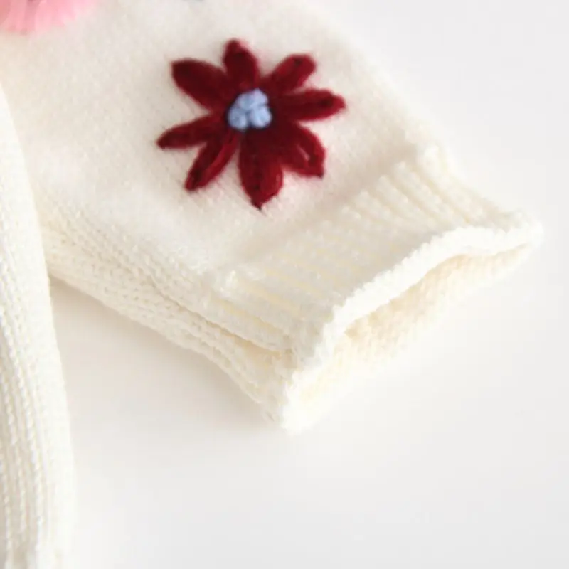Пальто, свитер, хлопковый однобортный вязаный кардиган с цветочным рисунком для маленьких девочек на весну и осень