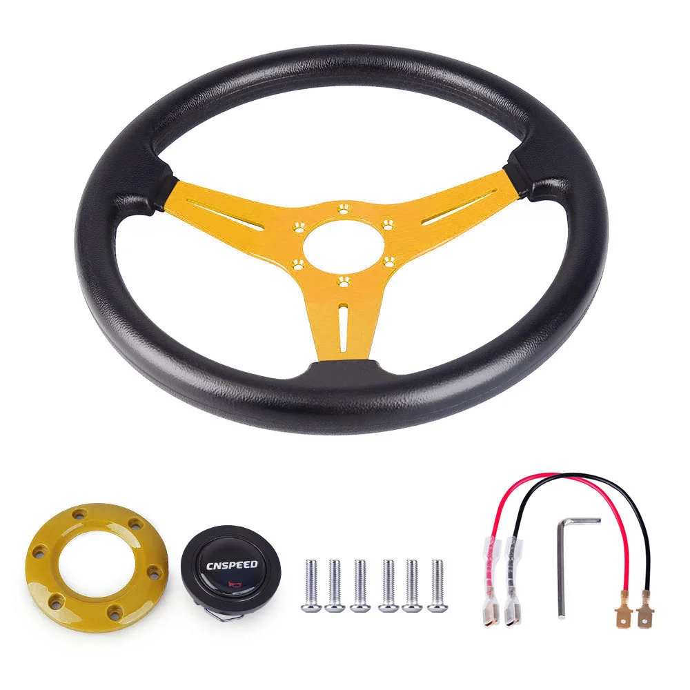 Sport-Lenkrad 350mm Aus PU-Leder & Aluminium – Für Rennen, Drift & Tuner, Universell Passend, Einfacher Einbau
