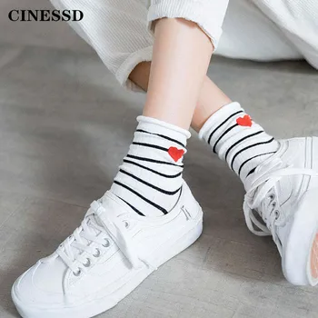 

Love socks female Middle tube socks Korean College style Japanese Wild Retro Cute Spring Autumn Cotton Students Heap heap socks