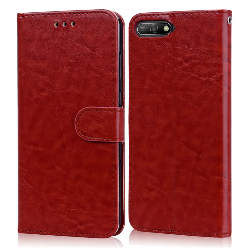 Y6 2018 Brown Huawei Y6 чехол для huawei Y6 Prime чехол кожаный бумажник флип чехол для huawei Y6 чехол для телефона Coque Funda - Цвет: Y6 2018 Brown