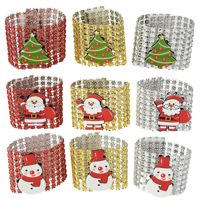 Lot De 6 Ronds De Serviette En Bois Père Noël – Déco De Table Noël – Artisanat Russe