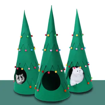 

Pet Cat Dog House Christmas Tree Shape Cat Nest Warm Sleeping Bed Pet Teepee For Home Decor