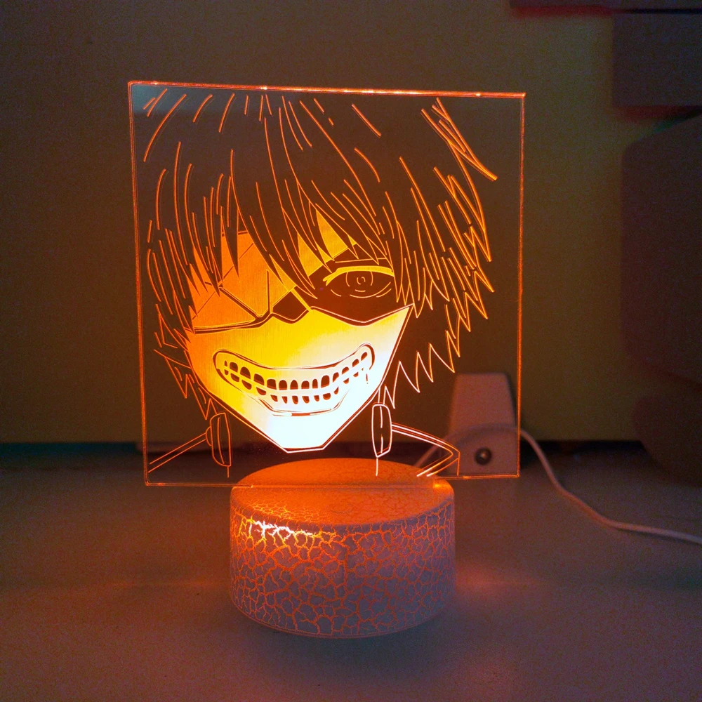 

Anime Tokyo Ghoul Ken Kaneki 3d Lamp for Bedroom Decor Acrylic Nightlight Kids Birthday Gift Led Night Light Table lamp