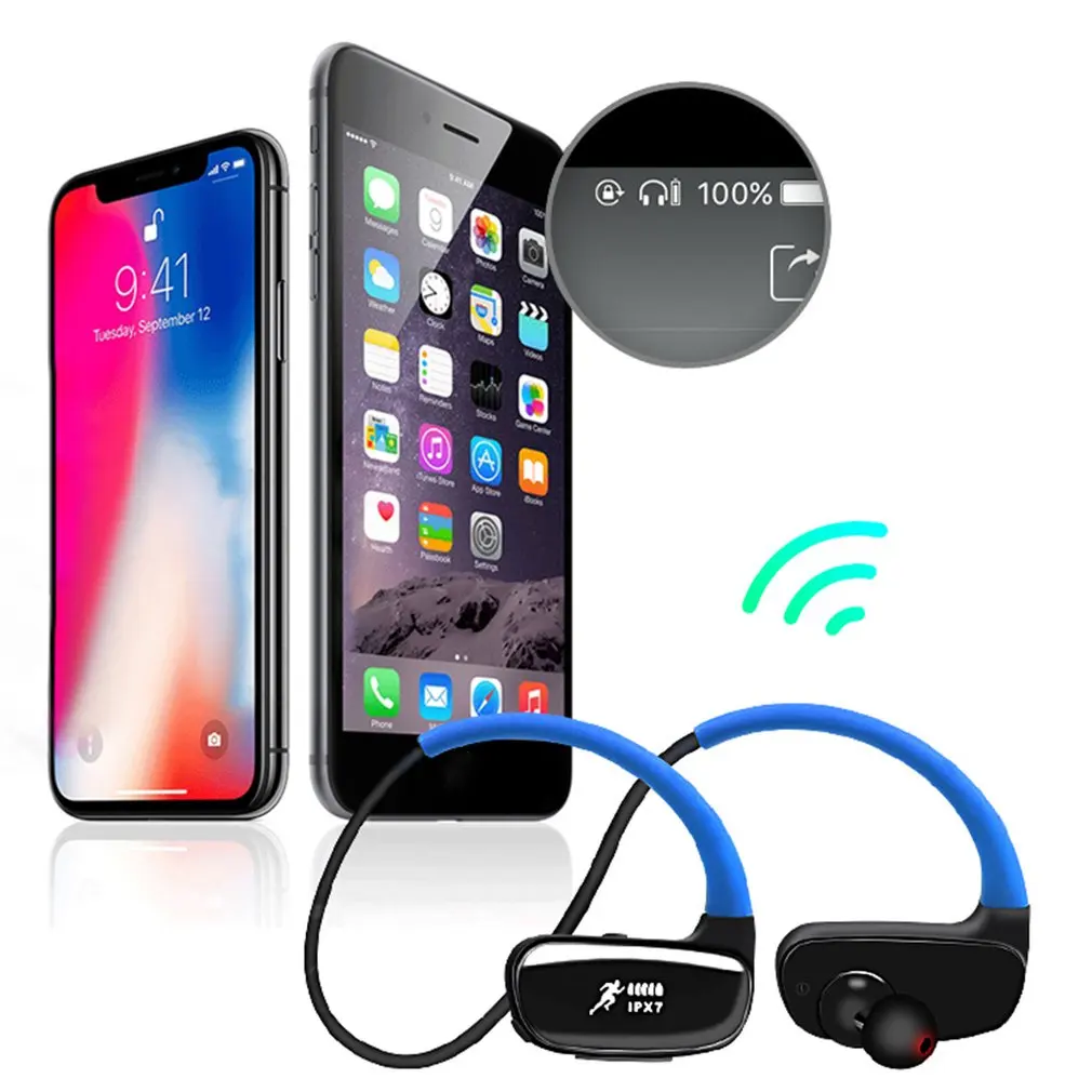 IPX7 swim Waterproof Headphones Wireless Bluetooth Earphone 16GB MP3 Player Stereo Music Earbuds Sports HiFi Headset For Iphone