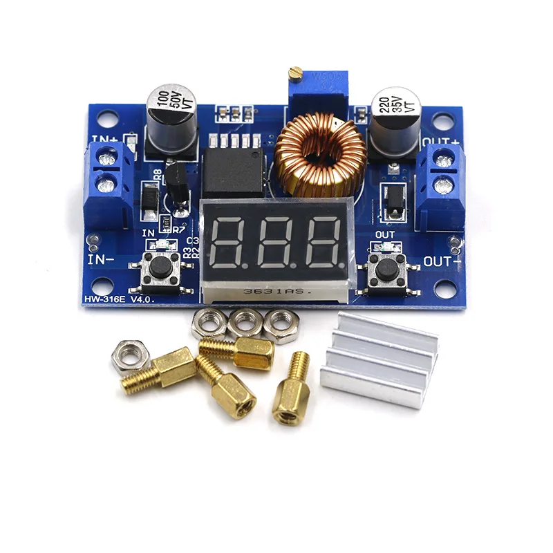 XL4015 High power 5A 75W DC-DC Adjustable Step-down Charger Module Step Down Buck Converter LED Driver with Red Voltmeter