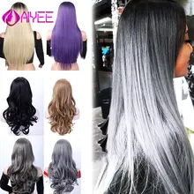 AIYEE 2" 22" устойчивый Косплей черный фиолетовый зеленый цвета волна блонд парик 'Длинные прямые средняя часть тепла Ombre синтетический парик