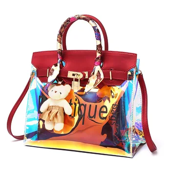 

2020 Women's Transparent New Platinum Jelly Shoulder Korean Crossbody Laser Transparent Bag Tote Handbag