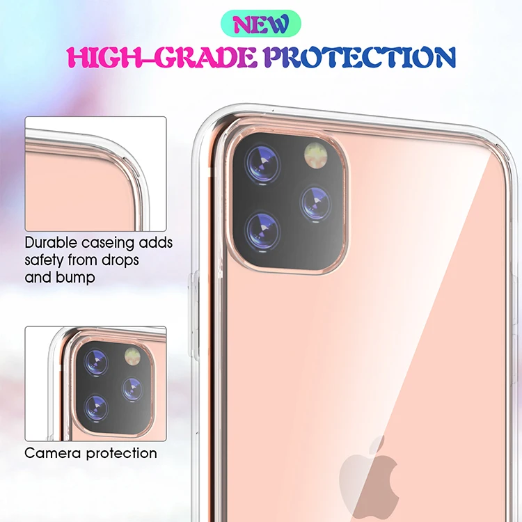 200 шт для iPhone 11 pro max чехол кристально чистый противоударный ТПУ+ жесткий акриловый чехол для iPhone 11 pro max