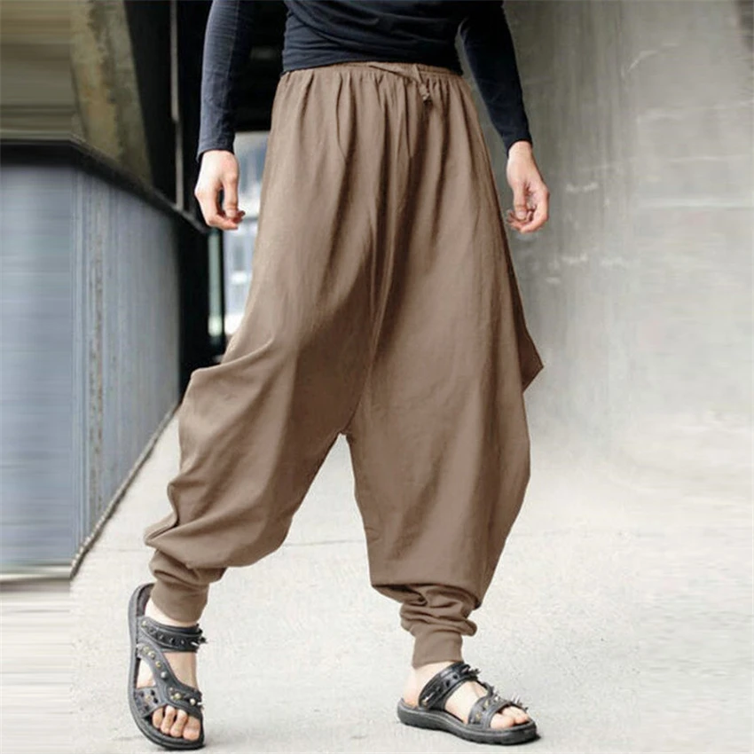 Medieval Costume Knight Cosplay 2022 News Men Haroun Joggers Vintage Pants Samurai Costume Hip Hop Hakama Leisure Halloween