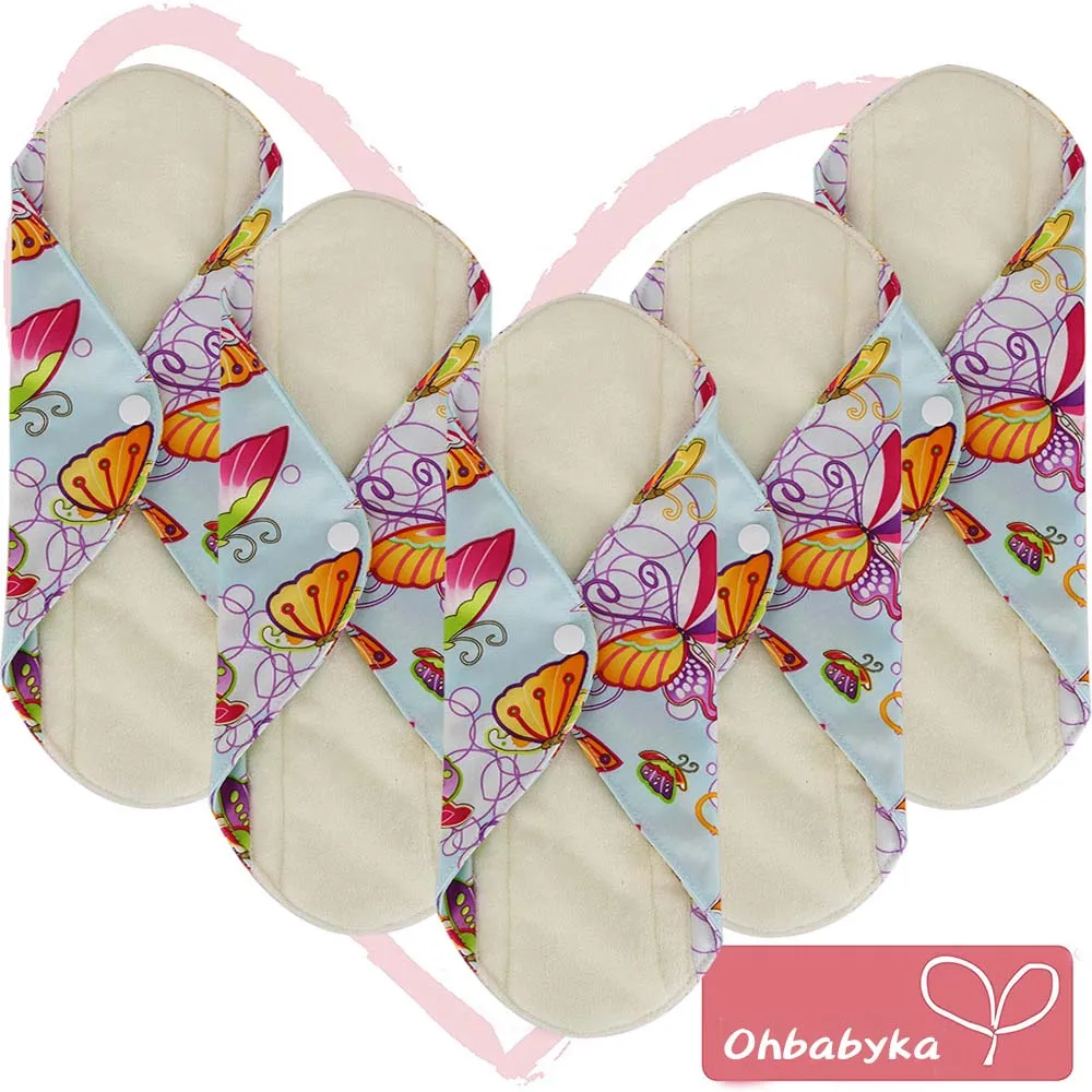 Ohbabyka 5 упаковок гигиенические менструальные подушечки Многоразовые моющиеся менструальные вкладыши для кормления бамбуковые Хлопковые женские прокладки для гигиены - Цвет: 16