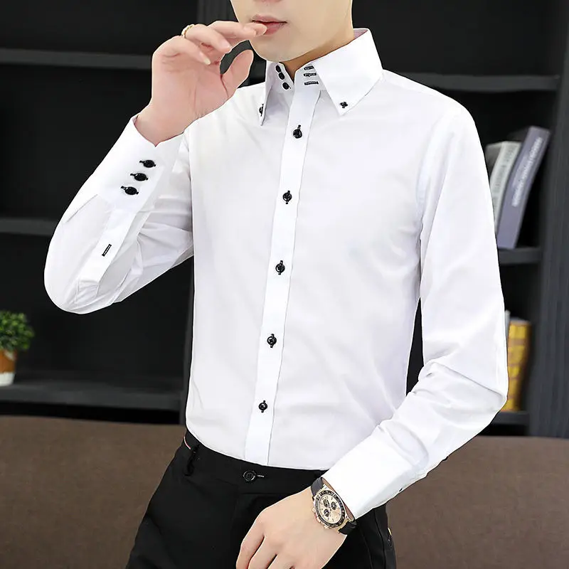 Dress Shirts Men Spring and Autumn High Quality Long Sleeve Korean Slim Fit Business White Collared Shirt Oversized dress shirts men casual shirts