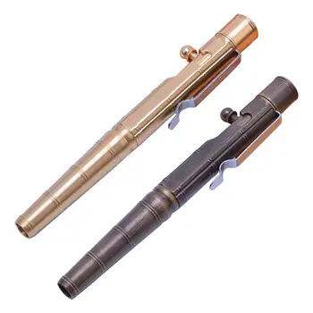 

Solid Brass Gel Ink Pen Retro Bamboo Node Bolt Action Writing Tool Stationery
