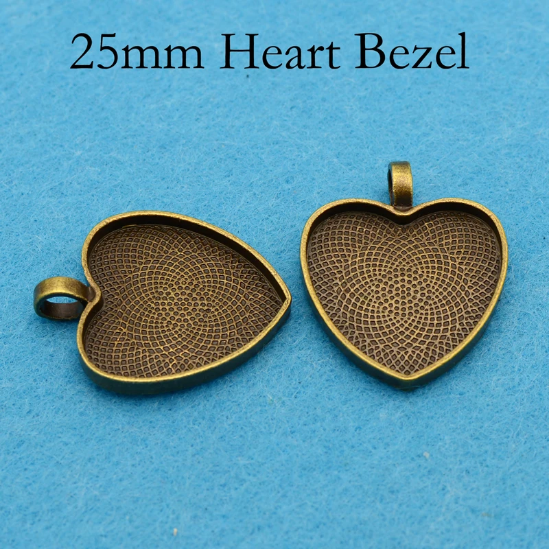 50 шт. подвеска в форме сердца 25 мм фоторамка из смолы|pendant tray|blank pendant trayscabochon setting |