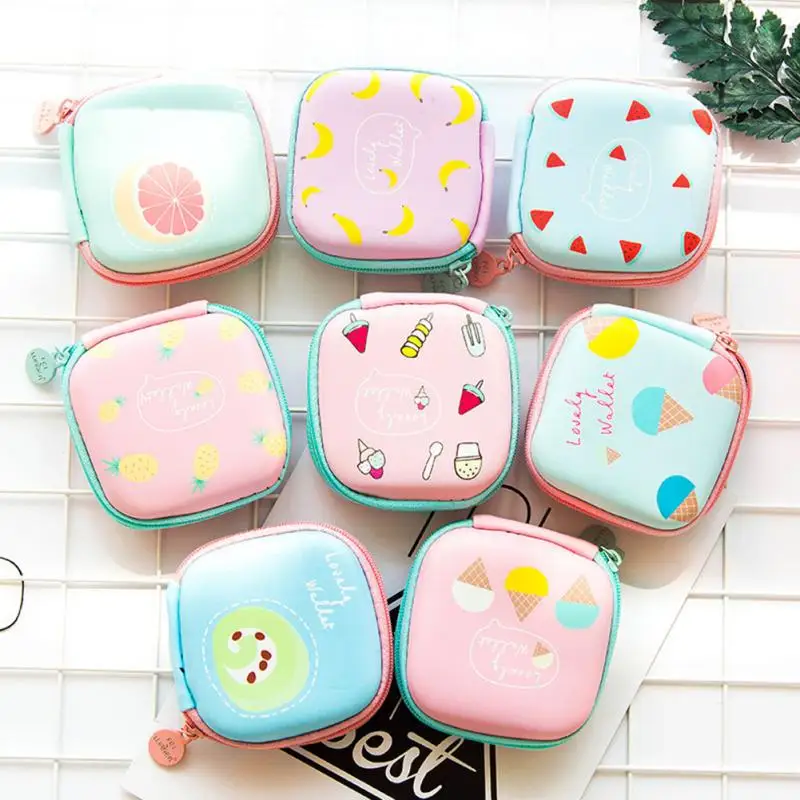 

1pc Colors Cute Portable Case For Headphones Case Mini Zippered Round Storage Hard Bag Headset Box For Earphone Case SD TF Cards