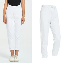 Европейские, американские, простые, рваные джинсы с высокой талией, женские, большие размеры, хлопковые брюки, для отдыха, офиса, джинсовые штаны для женщин