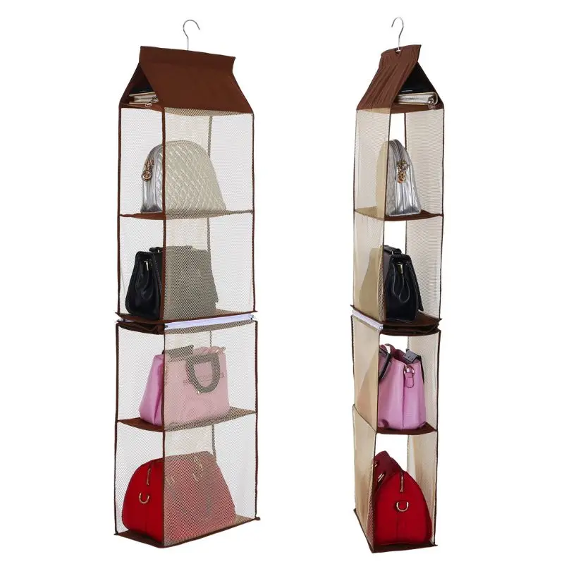 Detachable 4 Pockets Hanging Purse Handbag Tote Bag Storage Organizer Wardrobe High Quality and Brand New
